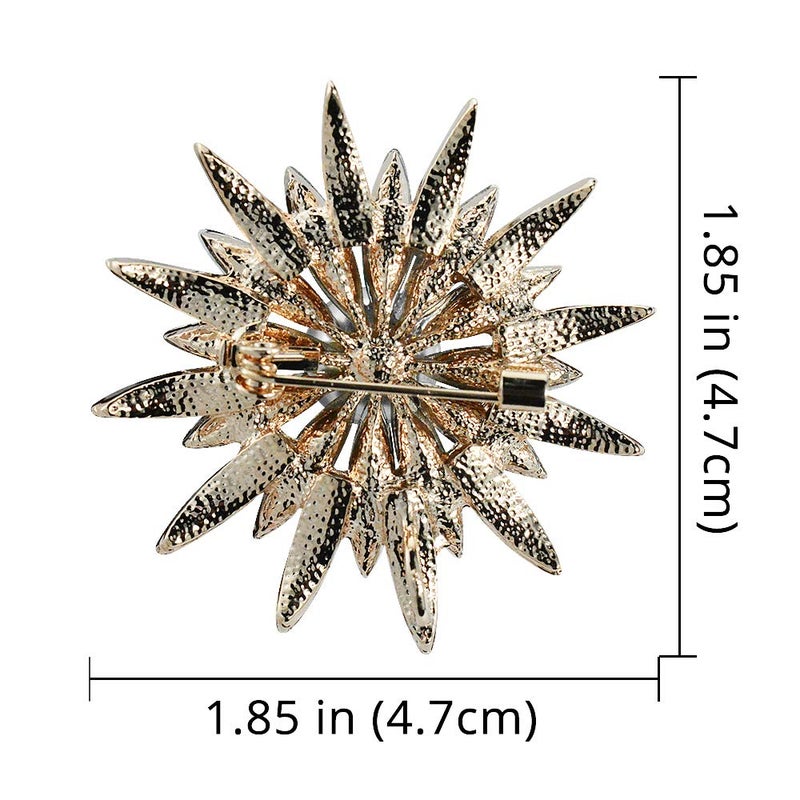 Mamfous Rose Gold Austrain Crystal Geometry Flower Brooch for Women with Simulated Pearl Bouquet Jewelry Accessories (rose gold) - Image 2